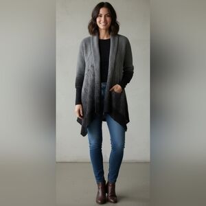 Coldwater Creek Charcoal Open-Front Cardigan